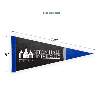 AGAS Seton Hall University Felt Pennant 9 x 24 inch – Single Sided Printed Acrylic Stiff Felt Seton Hall University Wordmark Design – Official NCAA SHU Product – Wall Pennant with Header and Heat Cut Edges