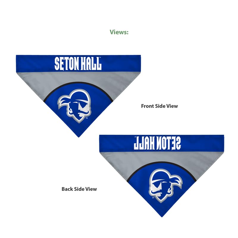 AGAS Seton Hall Pirates Pet Bandana 9.75 x 6.5 inch – Single Sided Printed Polyester Pirate Head Logo Design – Official NCAA SHU Product – Pet Bandana with Collar Sleeve No Collar Included