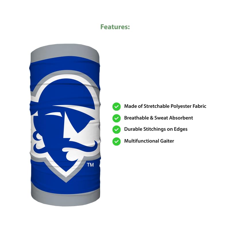 AGAS Seton Hall Pirates Neck Gaiter 9 x 10 inch – Single Sided Printed Stretch Polyester Pirate Head Logo Design – Official NCAA SHU Product – Face Cover