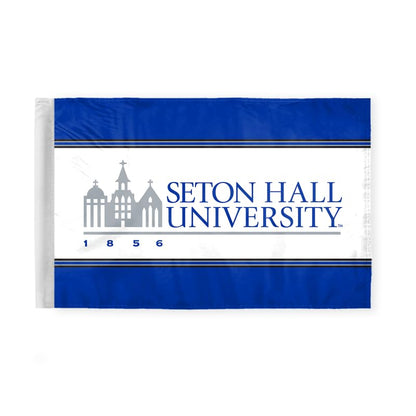 AGAS Seton Hall University Motorcycle Flag 6 x 9 inch – Single Sided Printed Polyester Seton Hall University Wordmark Design – Official NCAA SHU Product – Bike Mount with 0.75 inch Canvas Sleeve and Reinforced Stitching