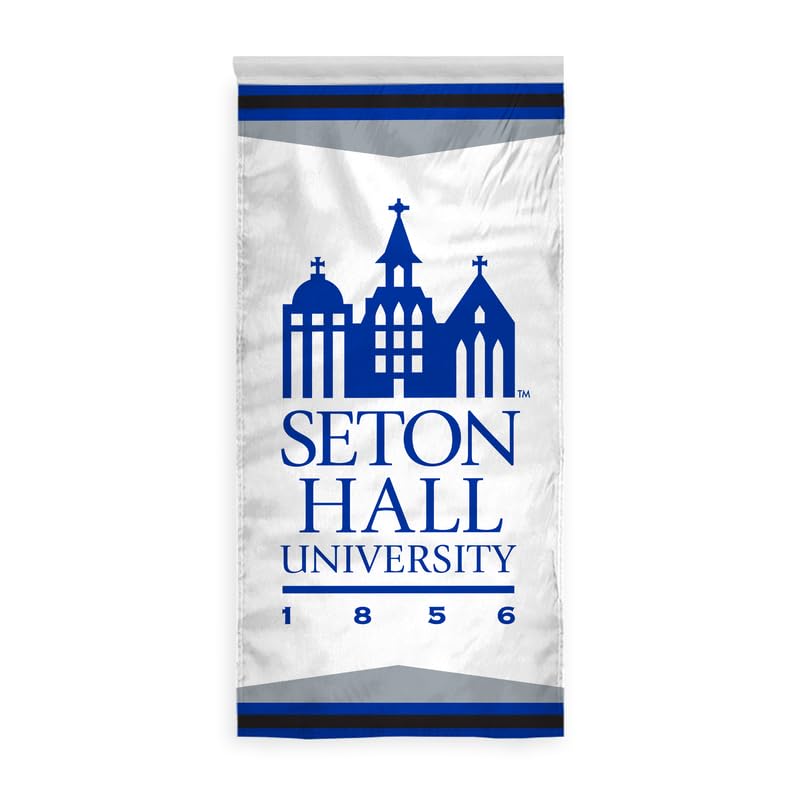 AGAS Seton Hall University Vertical Banner 2 x 4 ft – Single Sided Printed Polyester Seton Hall University Wordmark Design – Official NCAA SHU Product – Hanging Banner with 1.5 inch Pole Sleeve and Reinforced Stitching
