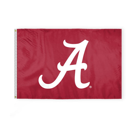 Alabama University Crimson Tide Primary A Logo Flags - 4x6 Ft 2-Layered Printed Polyester with Brass Grommets - Officially NCAA Licensed Alabama University Crimson Tide Red Bama UA Flags