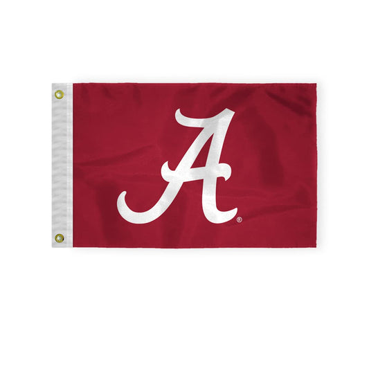 Alabama University Crimson Tide Primary A Logo Flags - 12x18 Inch 2-Layered Printed 200D Nylon with Brass Grommets - Officially NCAA Licensed Alabama University Crimson Tide Red Bama UA Flags