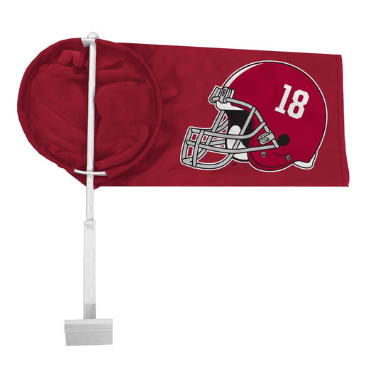 AGAS NCAA Alabama University 18 Time Football National Champions Helmet Car Windsock Flags - 9.5x18 inch Double-Layered Printed Wrap Knitted Polyester - 19" Windsock Pole Kit for Attaching to Vehicle Window