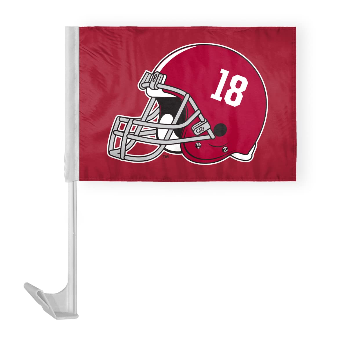 AGAS Alabama University 18 Time Football National Champions Helmet Car Flags - 7.5x10.5 inch Double-Layered Printed Polyester Fabric - 13" Flexible Plastic Pole for Attaching to Vehicle Window - NCAA Licensed Alabama Helmet Logo Car Flags