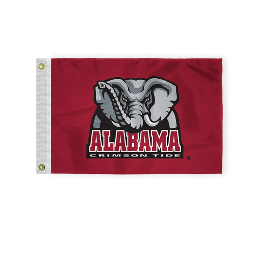 AGAS Alabama University Elephant Logo Crimson Tide Boat Flags - 12x18 Inch Double-Layered Printed 200D Nylon with Brass Grommets - Officially NCAA Licensed Big Al Bama Roll Tide College Nautical UA Flags