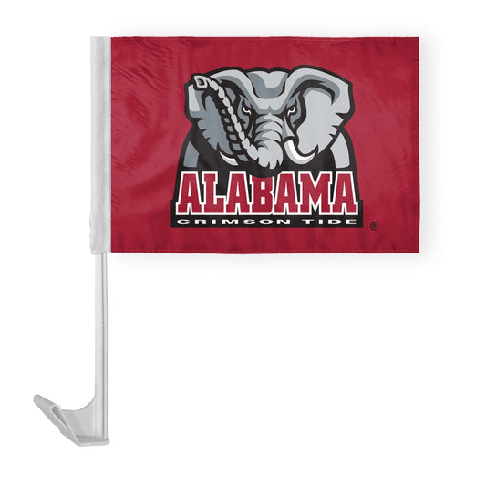 A.G.A.S Crimson Tide Car Flag - 12x16 Inch, Officially Licensed Alabama University Crimson Tide Mascot, Double-Layered Polyester, 17" Flexible Pole, ALAB-5CF-0008