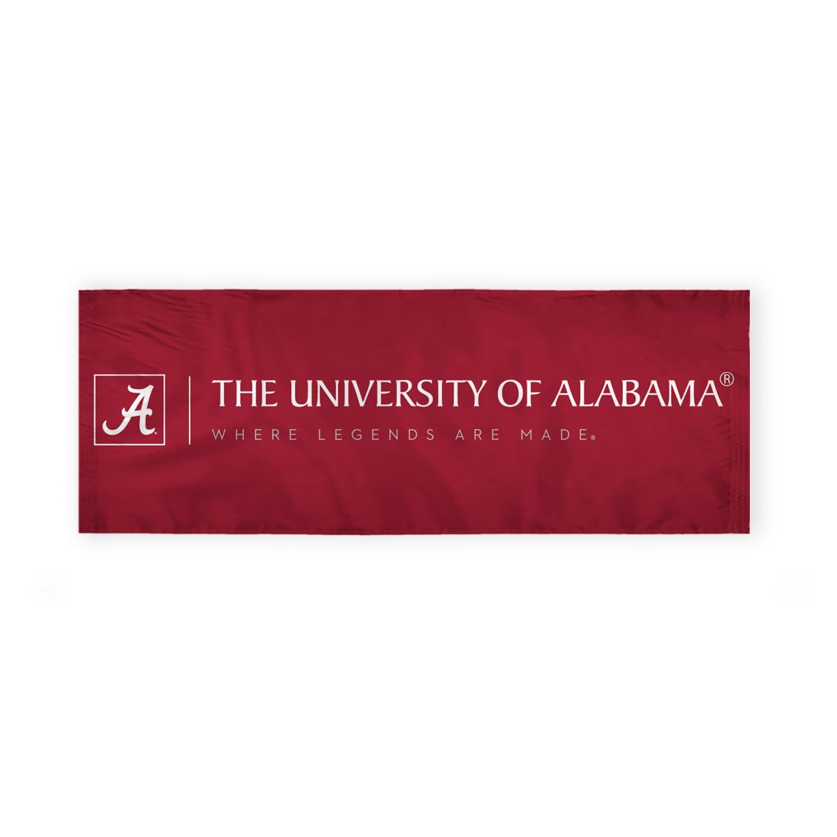 Alabama University Crimson Tide Red Design Logo with 4 Brass Grommets - 2x4 Ft - Printed Double-Layered 2 ply Polyester - Correctly Reads on Both Sides - Finished Ends for Added Durability