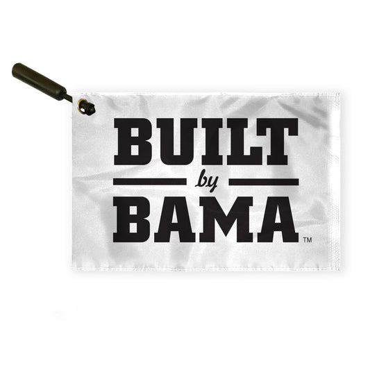 AGAS Alabama Collegiate Plastic Swirler Flag - 12x18 Inch | Built By Bama Logo | Double Layered 2 Ply Nylon | Built-in Plastic Swirler Handle Bar | Double Stitched Corners & Double Folded Ends | Reads Correctly on Both Sides