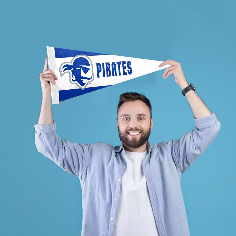 AGAS Seton Hall Pirates Felt Pennant 9 x 24 inch – Single Sided Printed Acrylic Stiff Felt Pirate Head Logo Design – Official NCAA SHU Product – Wall Pennant with Header and Heat Cut Edges