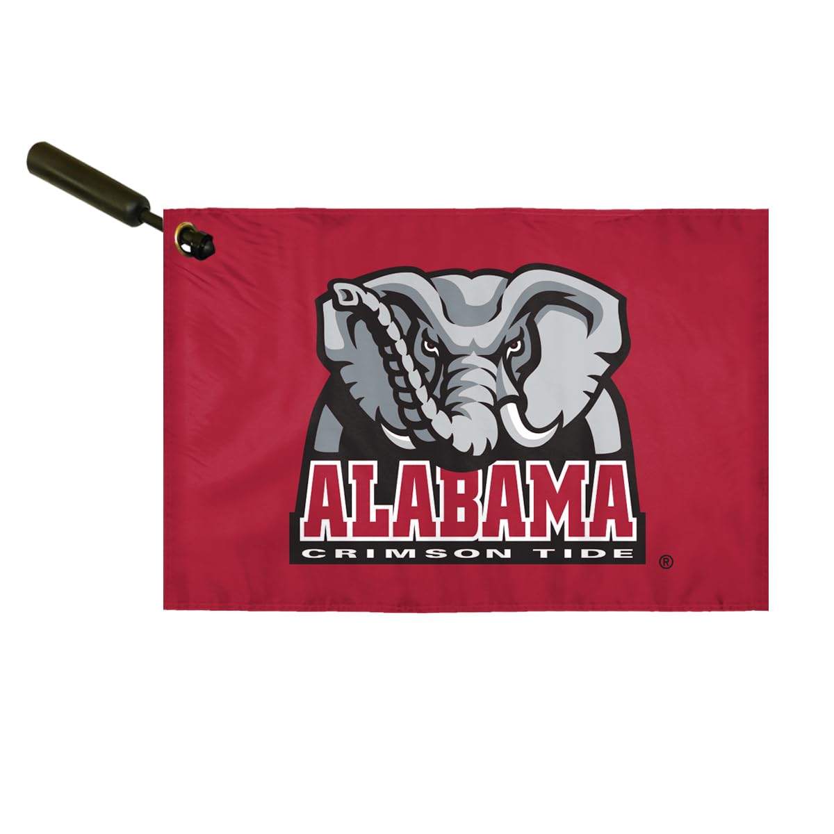 AGAS Alabama Collegiate Plastic Swirler Flag - 12x18 Inch | Big Al Red Logo | Single Layered 1 Ply Epoly | Built-in Plastic Swirler Handle Bar | Double Stitched Corners & Double Folded Ends