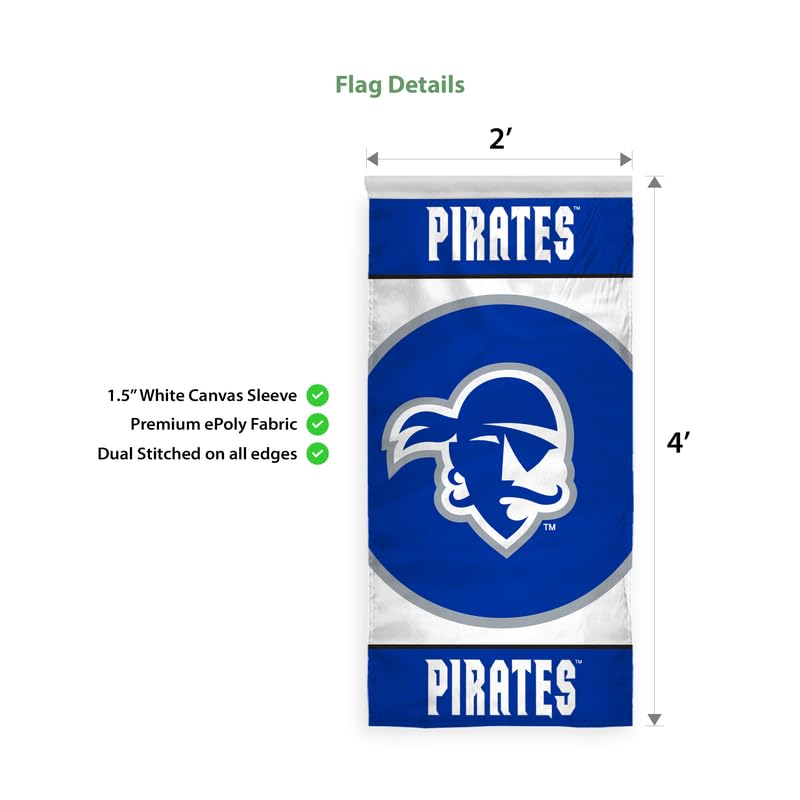 AGAS Seton Hall Pirates Vertical Banner 2 x 4 ft – Single Sided Printed Polyester Pirate Head Oval Design – Official NCAA SHU Product – Hanging Banner with 1.5 inch Pole Sleeve and Reinforced Stitching