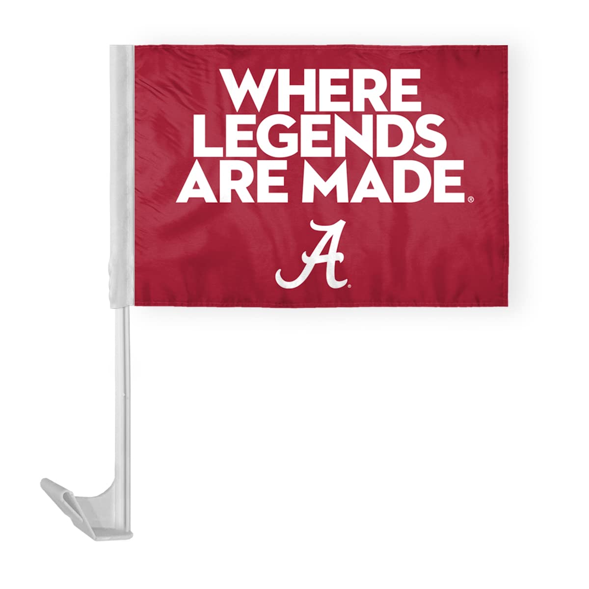 AGAS Crimson Tide Alabama NCAA Where Legends Are Made Red Car Flags - 12"x16" Double-Layered Polyester - 17" Flex Pole for Attaching to Vehicle Window