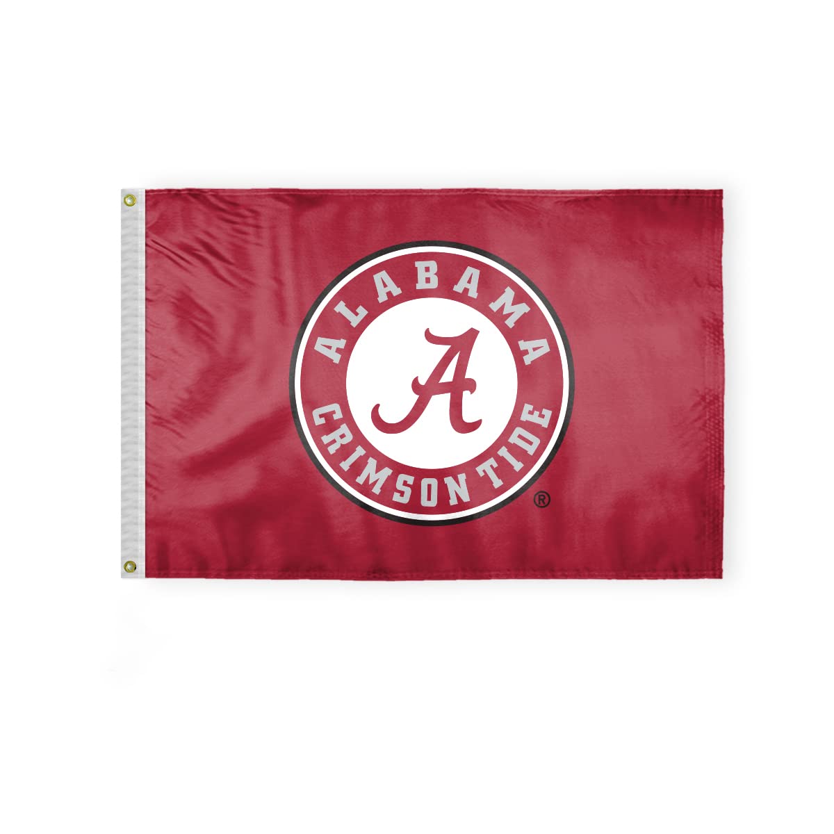 Alabama University Football Crimson Tide Round A Logo Flags - 2x3 Ft Printed Polyester with Brass Grommets - Officially NCAA Licensed Red Bama Roll Tide College UA Flags