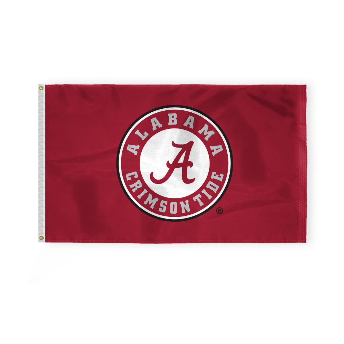 Alabama University Football Crimson Tide Circle A Logo Flags - 3x5 Ft Double-Layered Printed 200D Nylon with Brass Grommets - Officially NCAA Licensed Red Bama Roll Tide College UA Flags