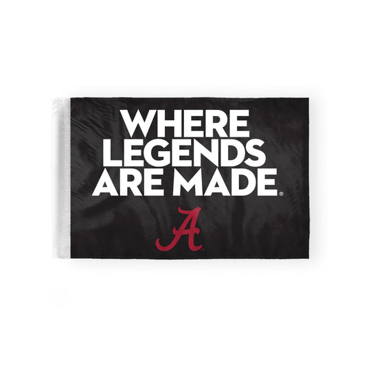 AGAS Alabama Universty- Where Legends Are Made Motorcycle Flags - 6x9 Inch 2-Layered Wrap Knitted Polyester with 0.75" Pole Sleeve - Officially Licensed NCAA Product