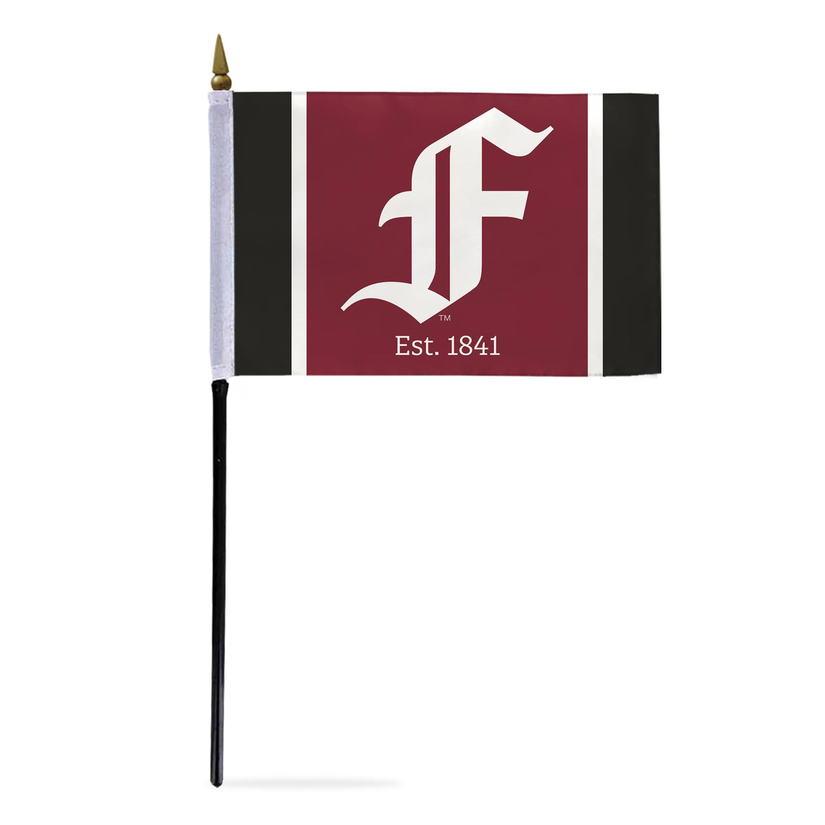 AGAS Fordham University Stick Flag 4 x 6 inch – Single Sided Printed Polyester Fordham Rams Flag with F Logo – Official NCAA Product – Fordham University Desk Flag with 11 inch Plastic Pole and Black Base