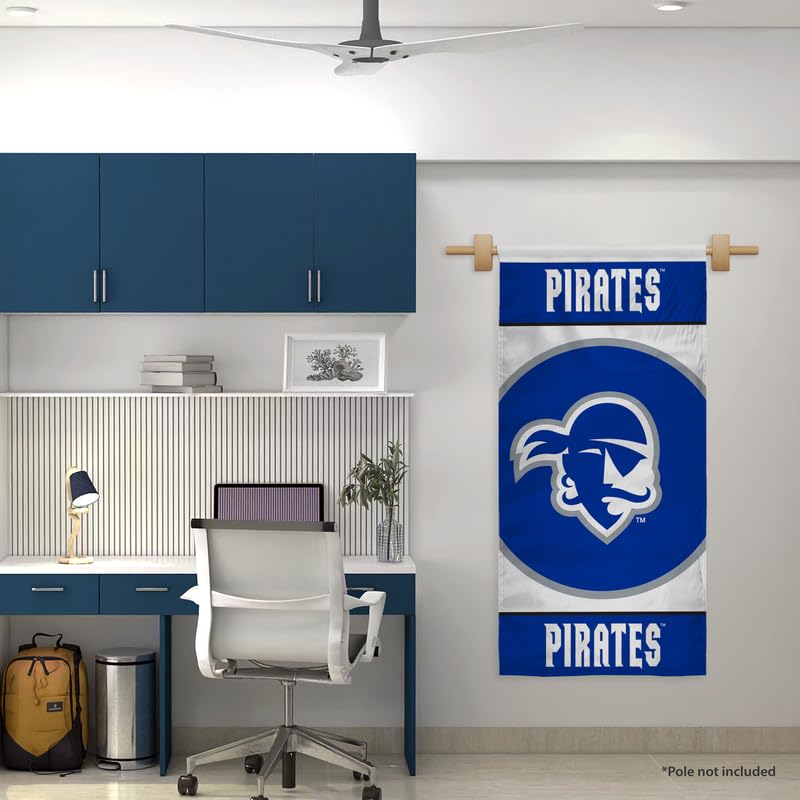 AGAS Seton Hall Pirates Vertical Banner 2 x 4 ft – Single Sided Printed Polyester Pirate Head Oval Design – Official NCAA SHU Product – Hanging Banner with 1.5 inch Pole Sleeve and Reinforced Stitching