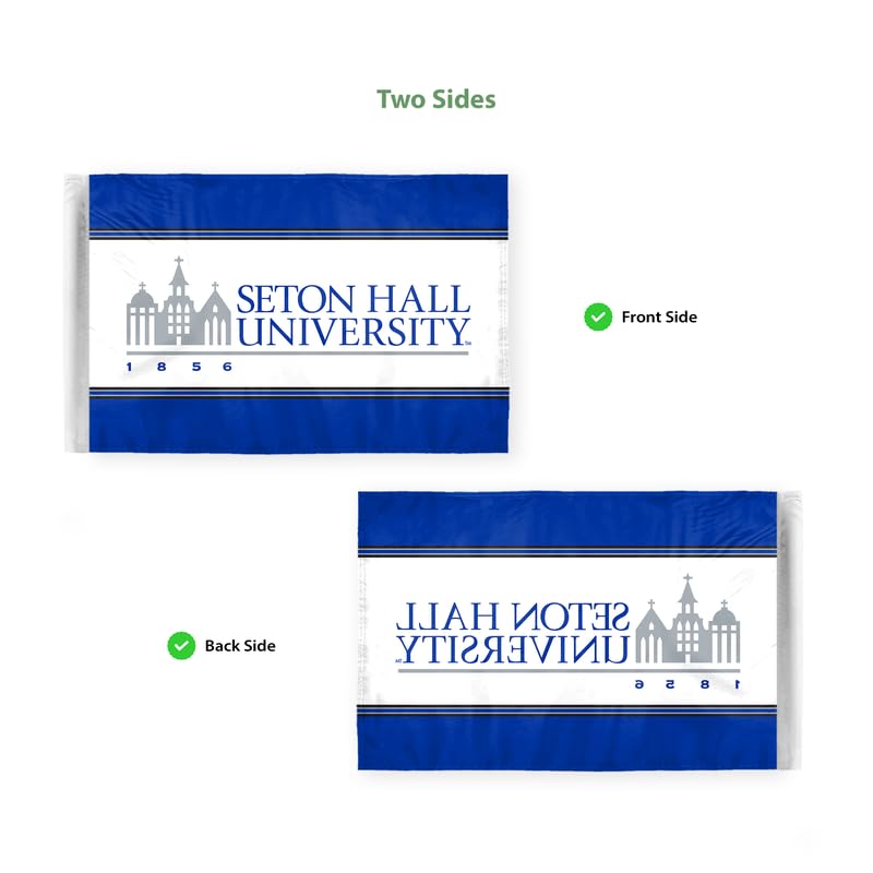 AGAS Seton Hall University Motorcycle Flag 6 x 9 inch – Single Sided Printed Polyester Seton Hall University Wordmark Design – Official NCAA SHU Product – Bike Mount with 0.75 inch Canvas Sleeve and Reinforced Stitching