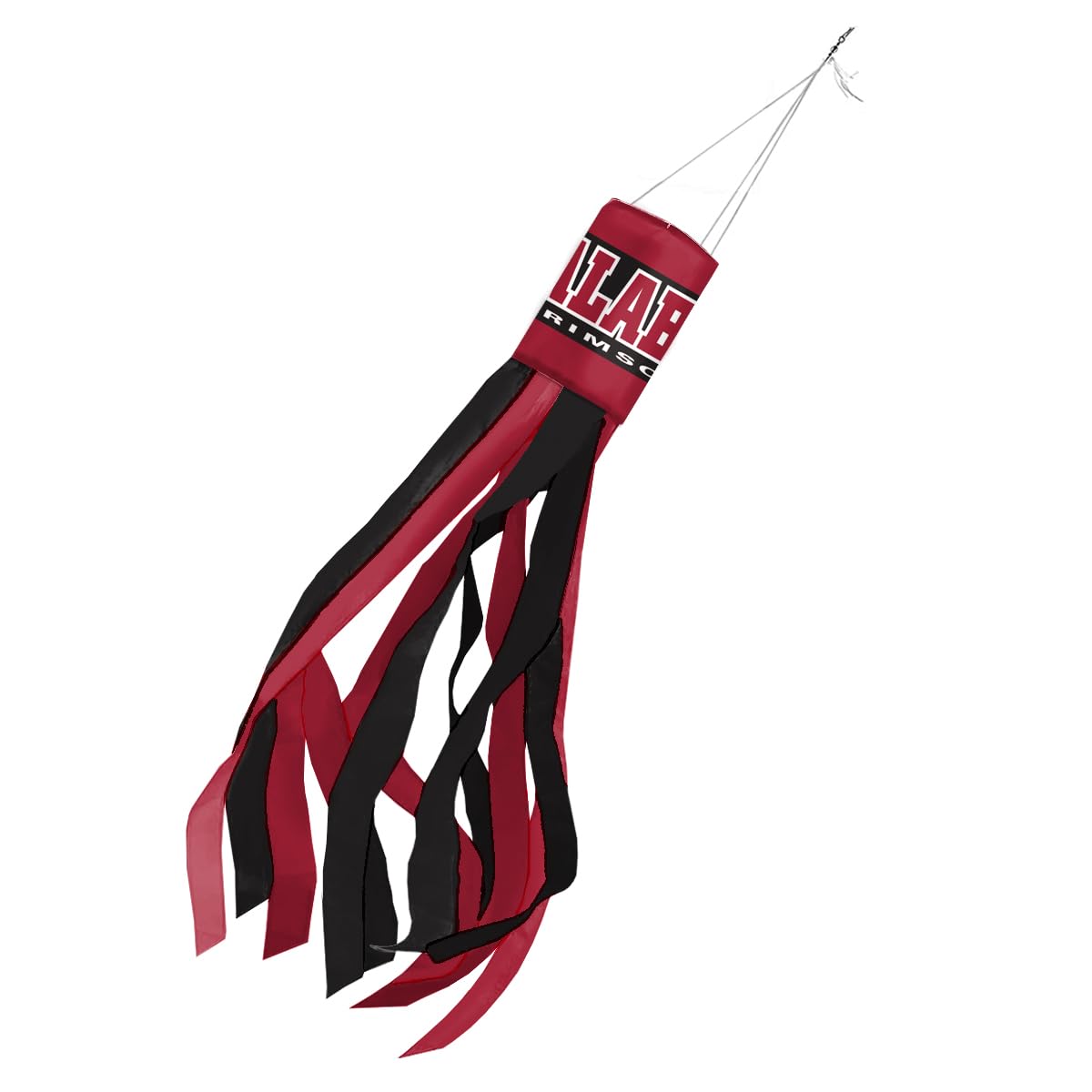 AGAS Large Alabama University Crimson Tide Windsock - 60"x 5.5" inch| Durable 200 Denier Nylon | Team-Coloured Alternate 6 Stripes | Easy Hanging Clip