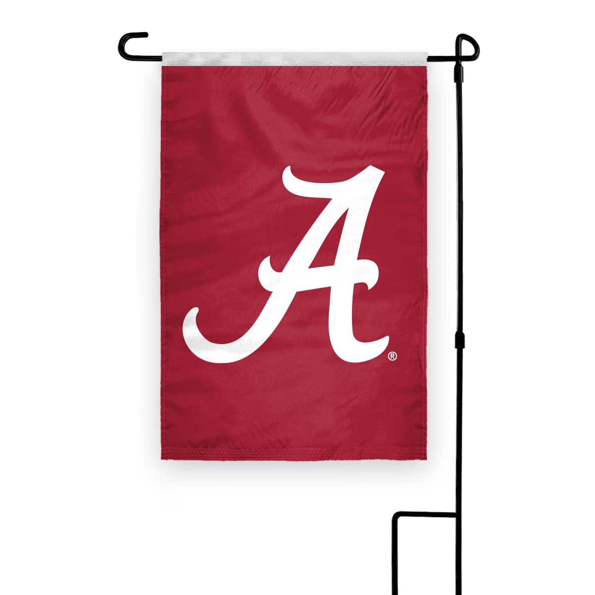 Alabama University Crimson Tide Team Logo Garden Flags - 12x18 inch Double-Layered Printed Wrap Knitted Polyester with 12" Nylon Pole Sleeve - NCAA Licensed Alabama A Logo Garden Flag