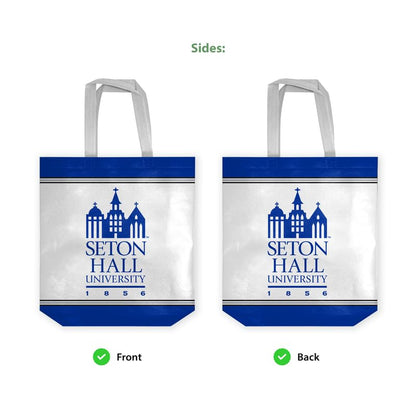 AGAS Seton Hall University Tote Bag 14 x 14 x 8 inch – Single Sided Printed Nonwoven Fabric Seton Hall University Building Design – Official NCAA SHU Product – Reusable Tote Bag