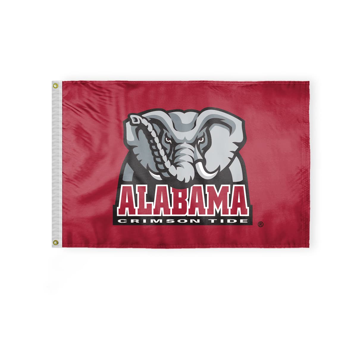 AGAS Alabama University Elephant Logo Crimson Tide Flags - 2x3 Ft Double-Layered Printed Polyester with Brass Grommets - Officially NCAA Licensed Big Al Bama Roll Tide College UA Flags