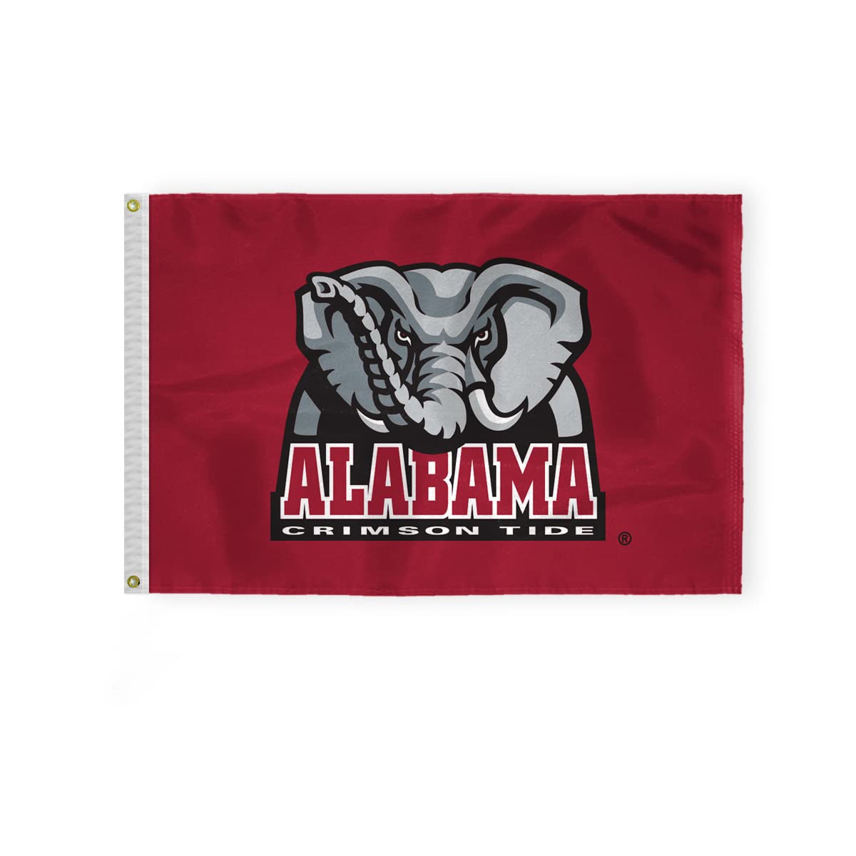 AGAS Alabama University Elephant Logo Crimson Tide Flags - 2x3 Ft 200D Nylon with Brass Grommets - Officially NCAA Licensed Big Al Bama Roll Tide College UA Flags