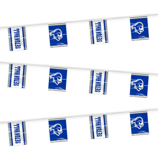 AGAS Seton Hall University Rectangle Pennant Banner String 9 x 12 inch – 30 ft Flags Seton Hall Pirates – Official NCAA SHU Product – Party Decoration with 18 Pennants