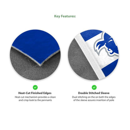 AGAS Seton Hall Pirates Felt Pennant 12 x 30 inch – Single Sided Printed Acrylic Stiff Felt Pirate Head Logo Design – Official NCAA SHU Product – Wall Pennant with Header and Heat Cut Edges