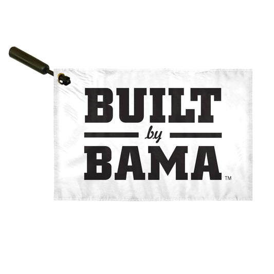AGAS Alabama Collegiate Plastic Swirler Flag - 12x18 Inch | Built By Bama Logo | Single Layered 1 Ply Epoly | Built-in Plastic Swirler Handle Bar | Double Stitched Corners & Double Folded Ends