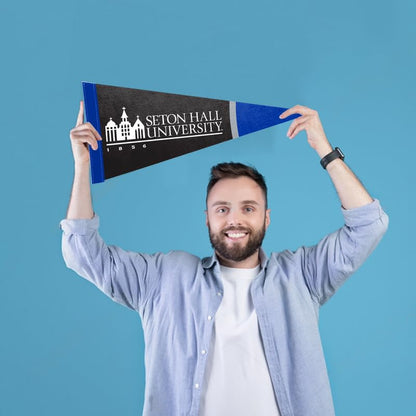 AGAS Seton Hall University Felt Pennant 9 x 24 inch – Single Sided Printed Acrylic Stiff Felt Seton Hall University Wordmark Design – Official NCAA SHU Product – Wall Pennant with Header and Heat Cut Edges