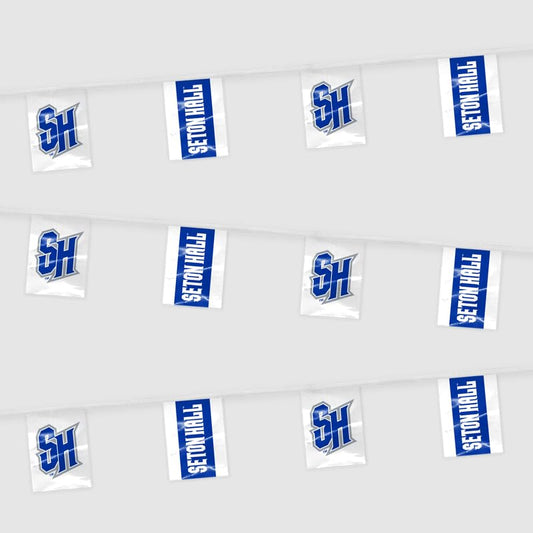 AGAS Seton Hall University Rectangle Pennant Banner String 9 x 12 inch – 30 ft Pennants Seton Hall SH Logo Design – Official NCAA SHU Product – Party Decoration with 18 Pieces