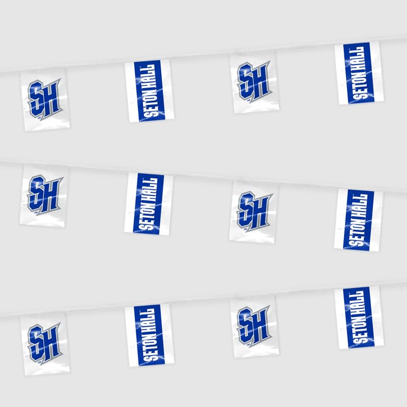 AGAS Seton Hall University Rectangle Pennant Banner String 9 x 12 inch – 30 ft Pennants Seton Hall SH Logo Design – Official NCAA SHU Product – Party Decoration with 18 Pieces