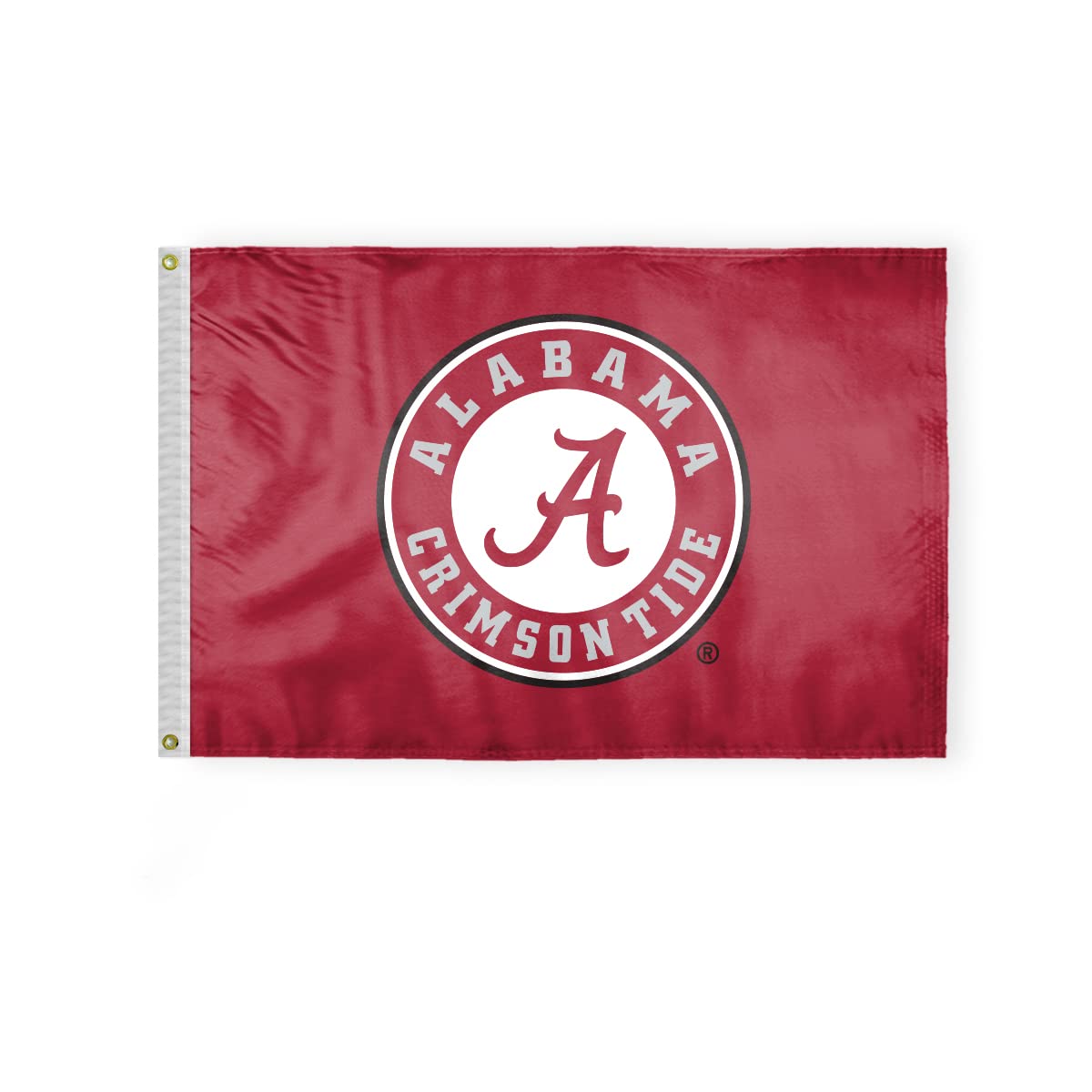 Alabama University Football Crimson Tide Circle A Logo Flags - 2x3 Ft Double-Layered Printed Polyester with Brass Grommets - Officially NCAA Licensed Red Bama Roll Tide College UA Flags