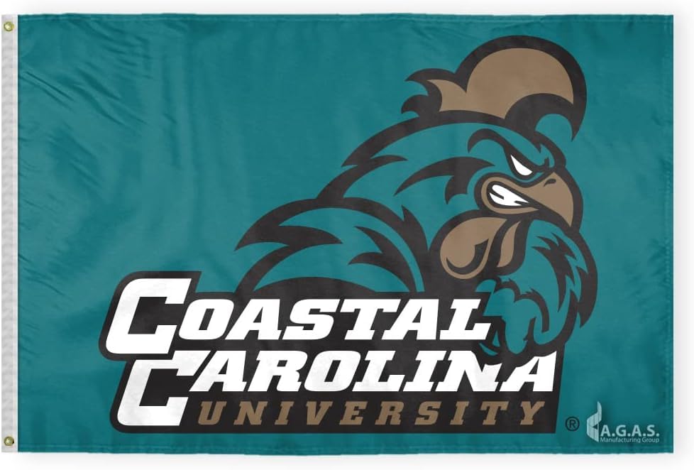 AGAS Coastal Carolina University Flag Chanticleers CCU Flags - Polyester material with Brass Grommets 2 x 3 Feet - Officially Licensed College Flags