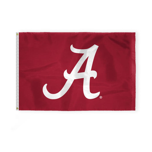 Alabama University Crimson Tide Primary A Logo Flags - 4x6 Ft 2-Layered Printed 200D Nylon with Brass Grommets - Officially NCAA Licensed Alabama University Crimson Tide Red Bama UA Flags