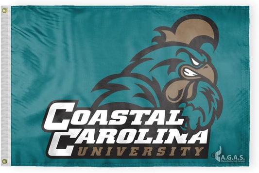 AGAS Coastal Carolina University Flag Chanticleers CCU Flags - Polyester material with Brass Grommets 2 x 3 Feet - Officially Licensed College Flags