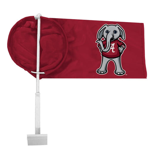 AGAS NCAA Alabama University Big AL Mascot Car Windsock Flags - 9.5x18 inch Double-Layered Printed Wrap Knitted Polyester - 19" Windsock Pole Kit for Attaching to Vehicle Window