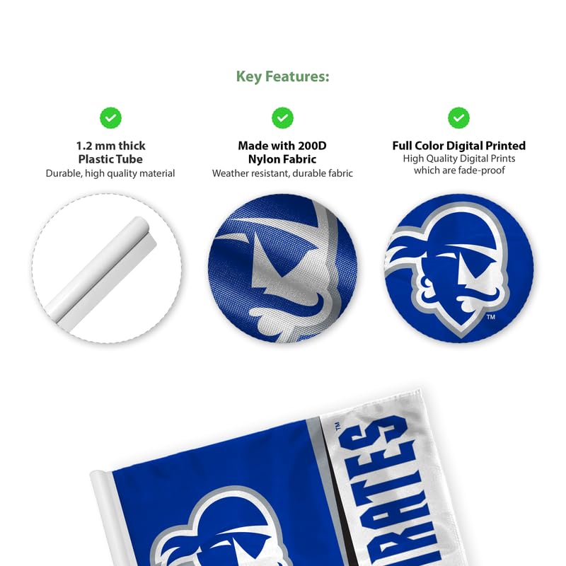 AGAS Seton Hall University Golf Flag 14 x 20 inch – Single Sided Printed Nylon Seton Hall Pirates – Official NCAA SHU Product – Golf Display with Plastic Tube Insert and Reinforced Stitched Edges