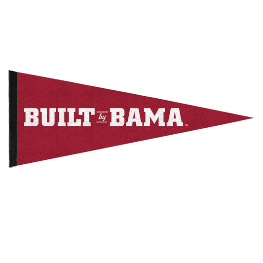 AGAS NCAA Alabama University Crimson Tide Built By Bama Pennant - 12x30 inch - 1" Stick Sleeve - Alabama Collegiate Acrylic Felt Pennant