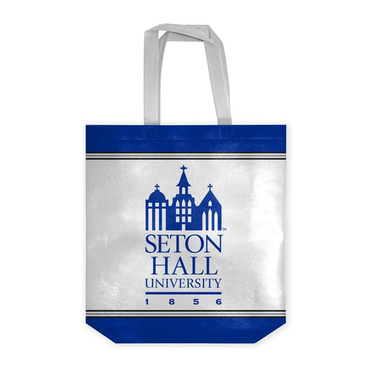 AGAS Seton Hall University Tote Bag 14 x 14 x 8 inch – Single Sided Printed Nonwoven Fabric Seton Hall University Building Design – Official NCAA SHU Product – Reusable Tote Bag