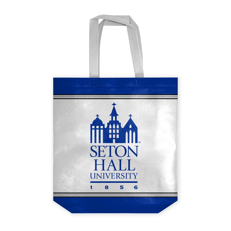 AGAS Seton Hall University Tote Bag 14 x 14 x 8 inch – Single Sided Printed Nonwoven Fabric Seton Hall University Building Design – Official NCAA SHU Product – Reusable Tote Bag