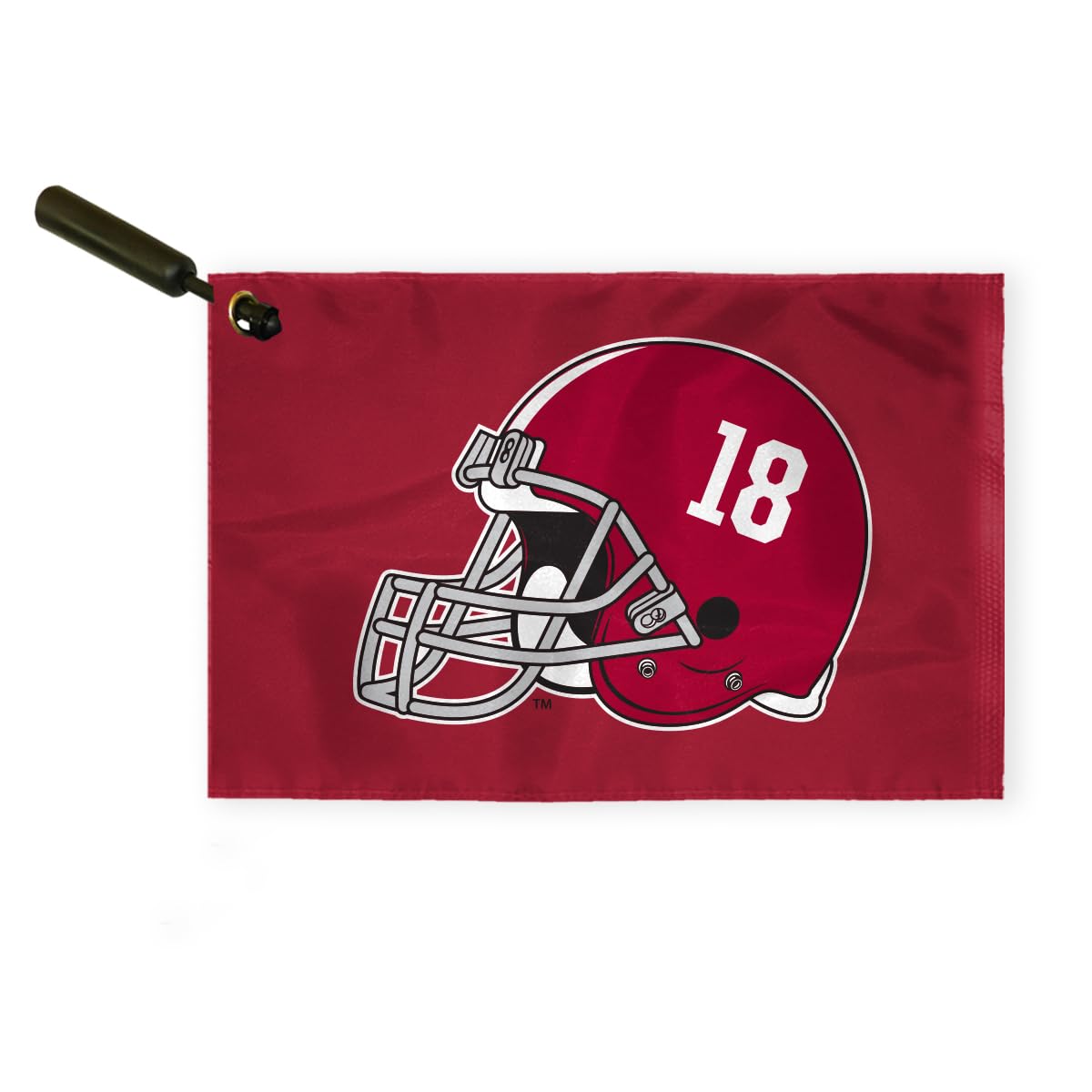 AGAS Alabama Collegiate Plastic Swirler Flag - 12x18 Inch | Alabama 18 Football Helmet Logo | Double Layered 2 Ply Nylon | Built-in Plastic Swirler Handle Bar | Double Stitched Corners & Double Folded Ends