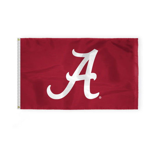 Alabama University Crimson Tide Primary A Logo Flags - 3x5 Ft 2-Layered Printed 200D Nylon with Brass Grommets - Officially NCAA Licensed Alabama University Crimson Tide Red Bama UA Flags