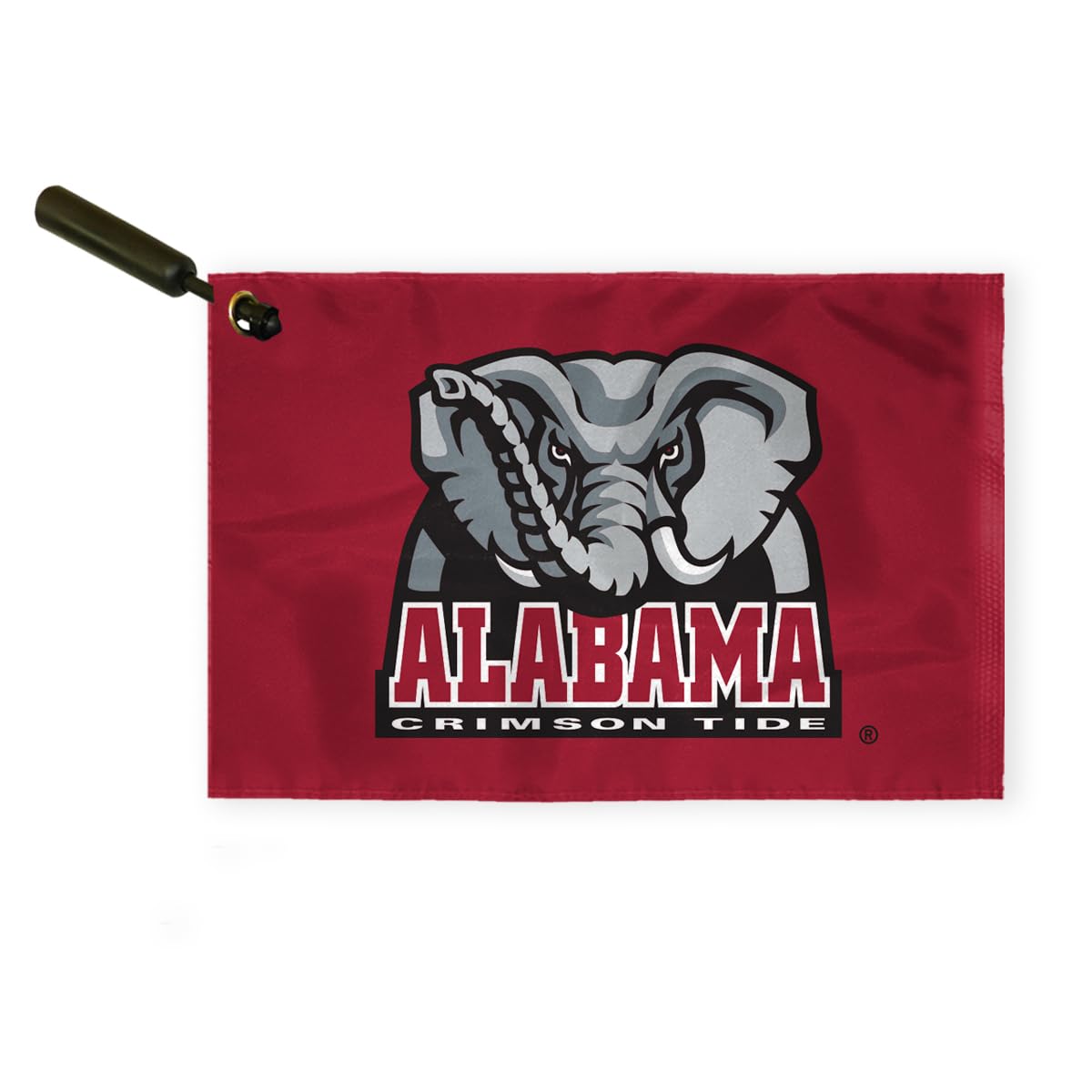 AGAS Alabama Collegiate Plastic Swirler Flag - 12x18 Inch | Big Al Red Logo | Single Layered 1 Ply Nylon | Built-in Plastic Swirler Handle Bar | Double Stitched Corners & Double Folded Ends