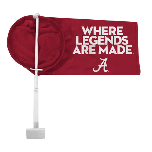 AGAS NCAA Crimson Tide Alabama NCAA Where Legends Are Made Red Car Windsock Flags - 9.5x18 inch Double-Layered Printed Wrap Knitted Polyester - 19" Windsock Pole Kit for Attaching to Vehicle Window