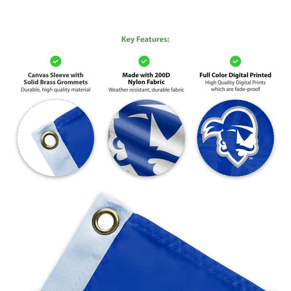 AGAS Seton Hall University Flag 3 x 5 ft – Single Sided Printed Nylon Seton Hall Pirates – Official NCAA SHU Product – Outdoor Display with Canvas Header, Brass Grommets and Reinforced Stitched Edges