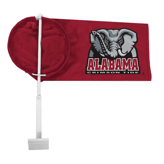 AGAS NCAA Alabama University Crimson Tide Football Big AL Crimson Tide Car Windsock Flags - 9.5x18 inch Double-Layered Printed Wrap Knitted Polyester - 19" Windsock Pole Kit for Attaching to Vehicle Window
