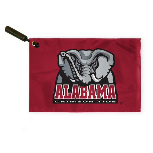 AGAS Alabama Collegiate Plastic Swirler Flag - 12x18 Inch | Big Al Red Logo | Double Layered 2 Ply Nylon | Built-in Plastic Swirler Handle Bar | Double Stitched Corners & Double Folded Ends | Reads Correctly on Both Sides